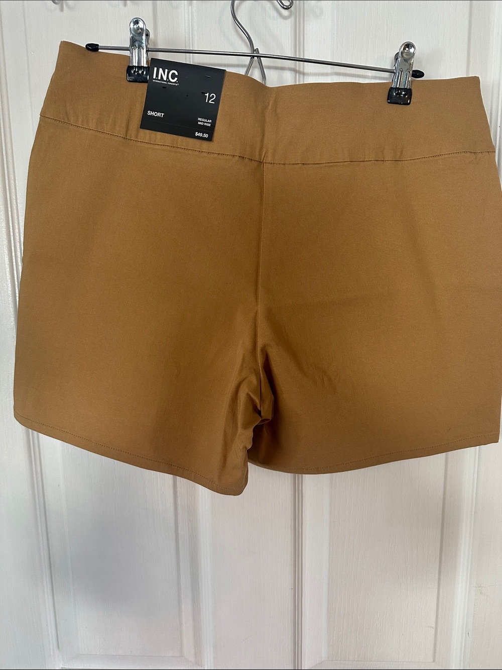 INC Women's Stretch Pull-On Shorts in Camel - Picture 3 of 5
